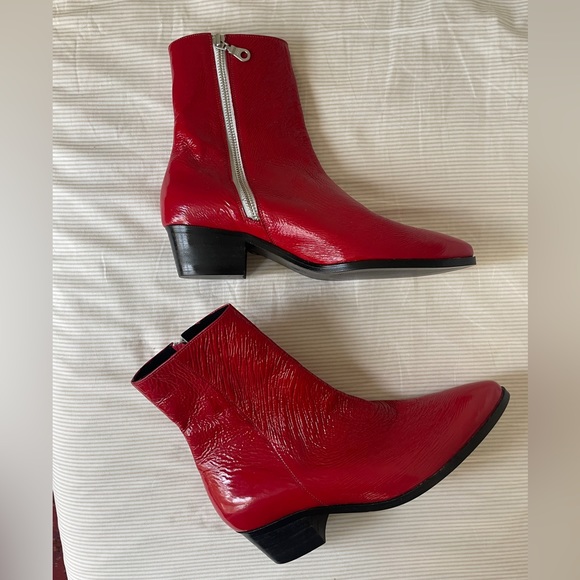 NEW Modern Vice Red Patent Leather Santa Monica Boots - Picture 1 of 4